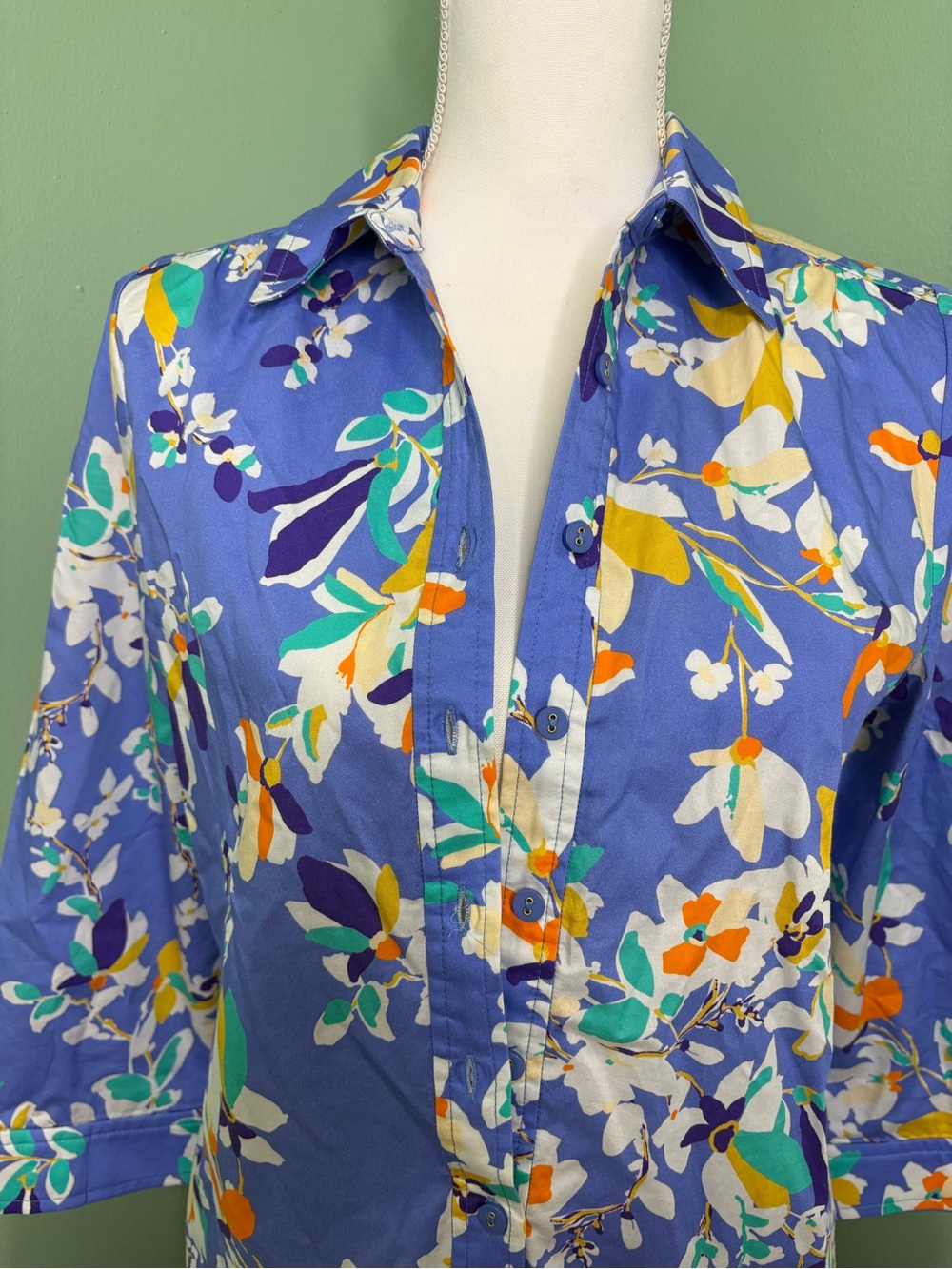 Tyler Boe Blue Floral Shirt Dress with Yellow & White Accents - Picture 9 of 10